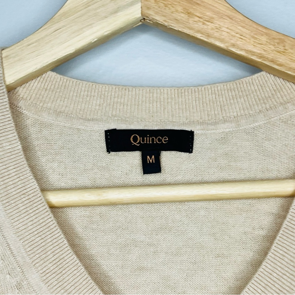 Quince Sweater Pink Organic Cotton Cashmere Thin Knit V Neck Comfy Casual medium - Picture 4 of 6